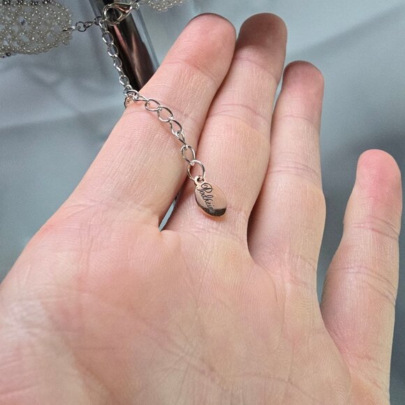 Handmade 925 Sterling Silver Crystal Inspired Glass Necklace Earring Set White - Picture 10 of 14